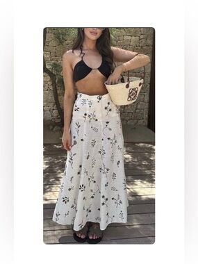 Zara Embroidered Floral Maxi Skirt